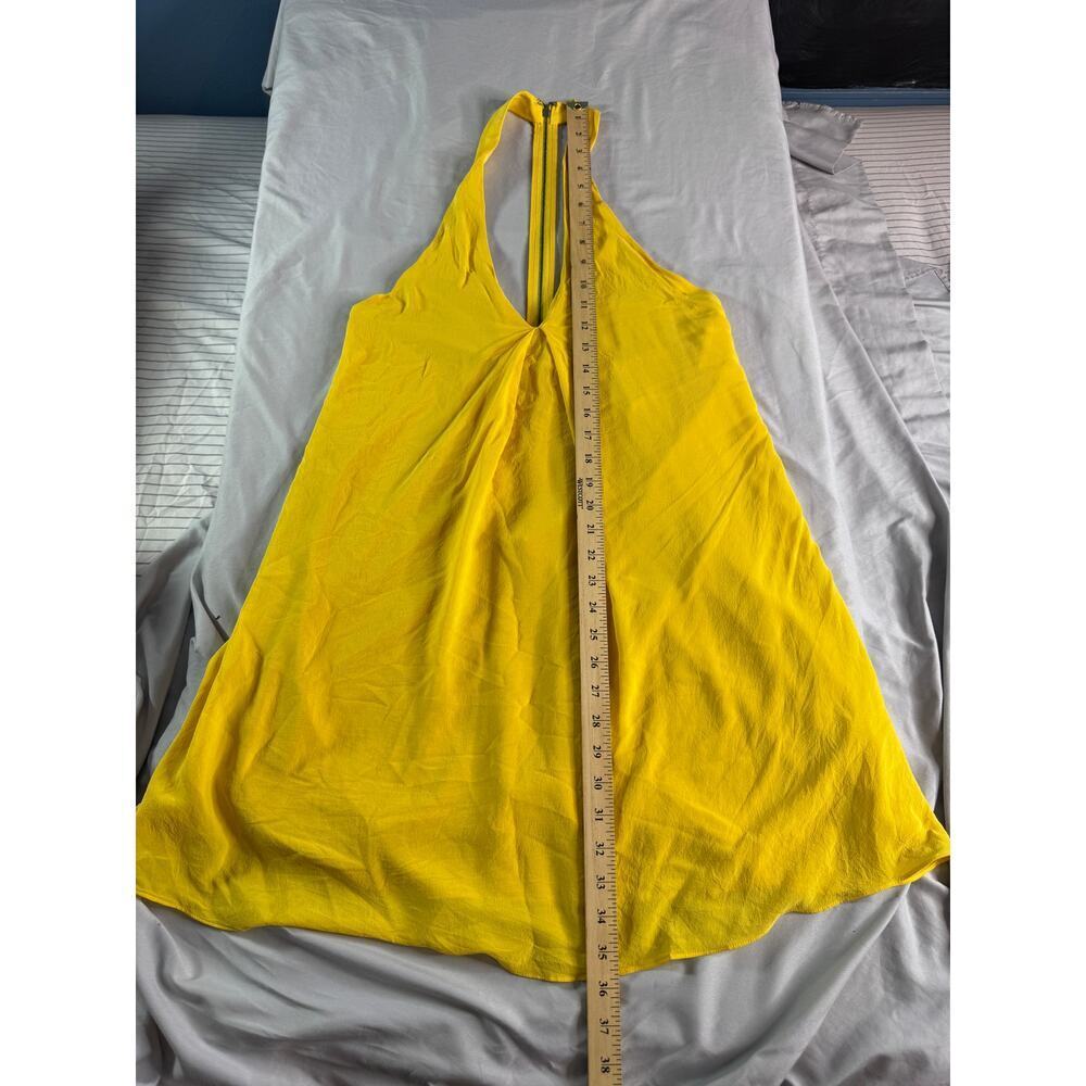 Alice + Olivia Dress Womens 4 Yellow Silk Racerback Mini Shift Zip Back Lined - Picture 8 of 8